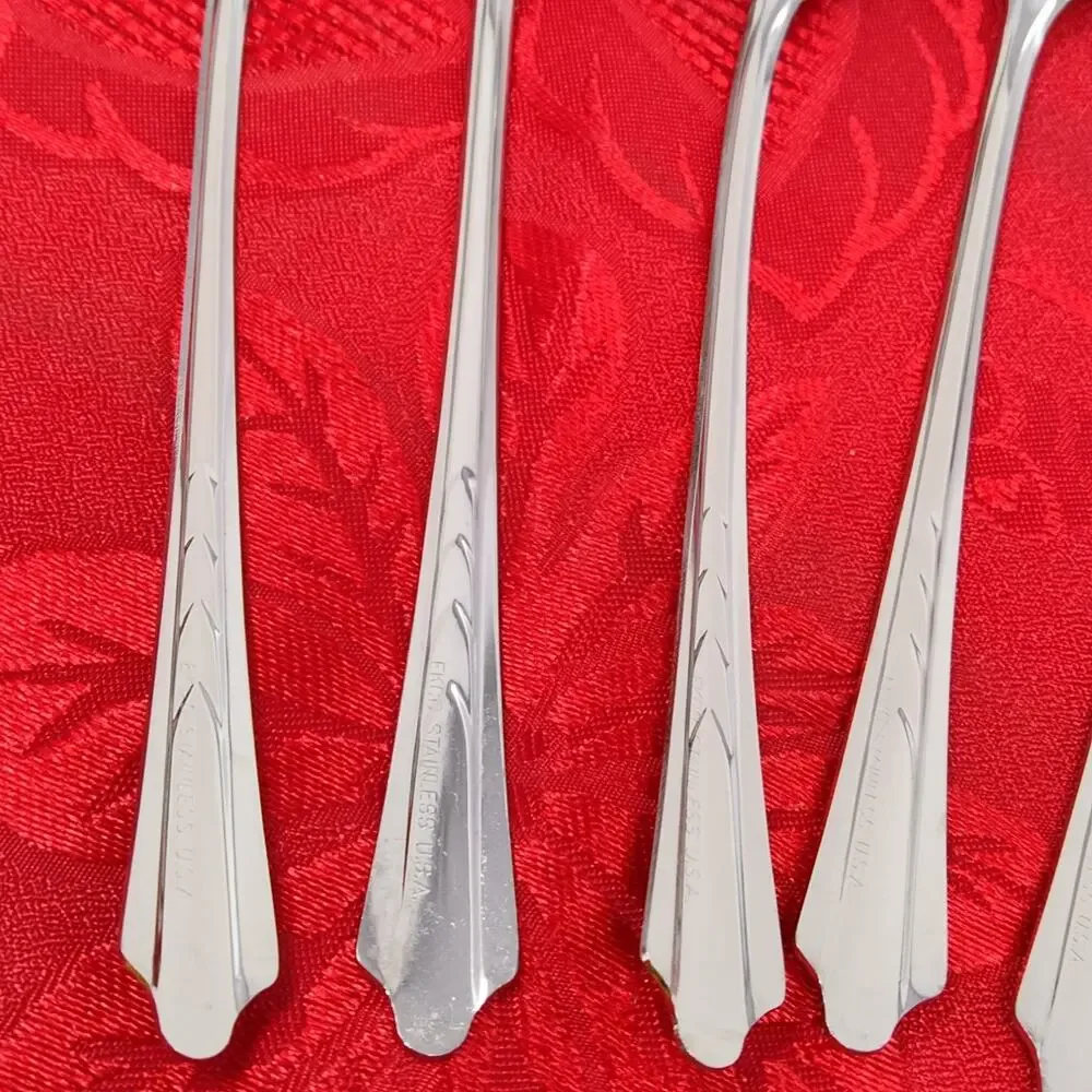 8X LH Tsp Ekco EKS7 Stainless Malt Ice Tea Spoons USA Long Handle